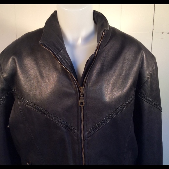 Leather Womens Motorcycle Jacket Vtg 
